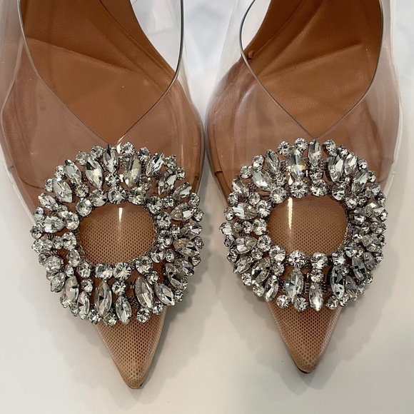 ZARA Clear Rhinestone Embellished Slingback Heels Size EU 38 - Picture 2 of 6